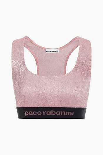 PACO RABANNE Metallic stretch-jersey sports bra