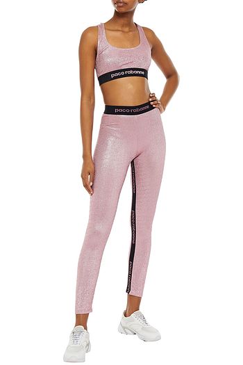 PACO RABANNE Metallic stretch-jersey sports bra