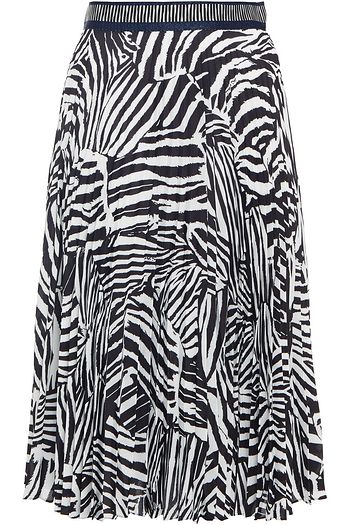 MISSONI Pleated zebra-print crepe de chine skirt