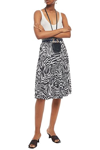 MISSONI Pleated zebra-print crepe de chine skirt