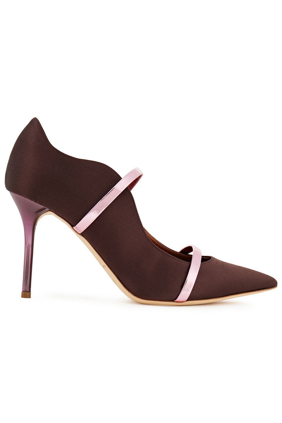 Maureen 85 Metallic Leather-trimmed Satin Pumps