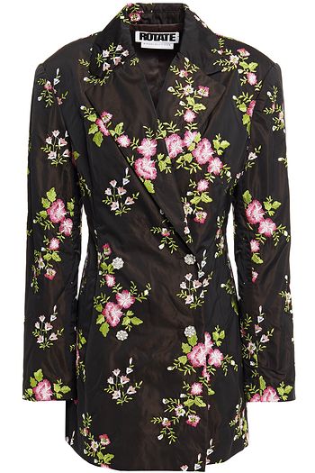 ROTATE BIRGER CHRISTENSEN Double-breasted embroidered taffeta blazer