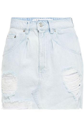 IRO Distressed denim mini skirt