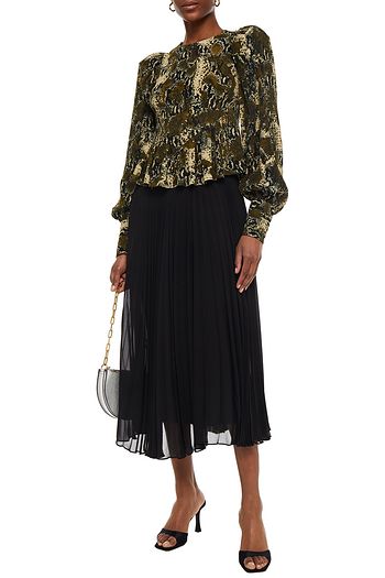 ROTATE BIRGER CHRISTENSEN Gathered snake-print crepe blouse