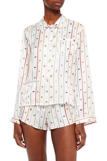 MORGAN LANE Ruthie printed satin pajama top