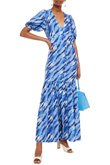 ROTATE BIRGER CHRISTENSEN Gathered printed crepe maxi dress