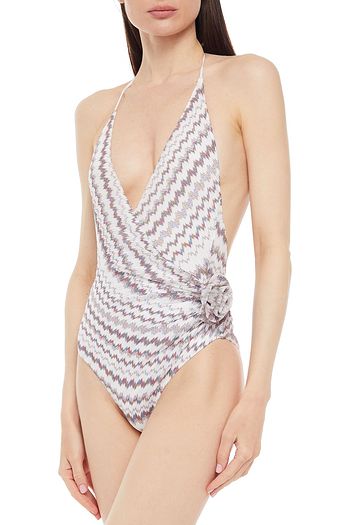 MISSONI MARE Mare metallic crochet-knit halterneck swimsuit