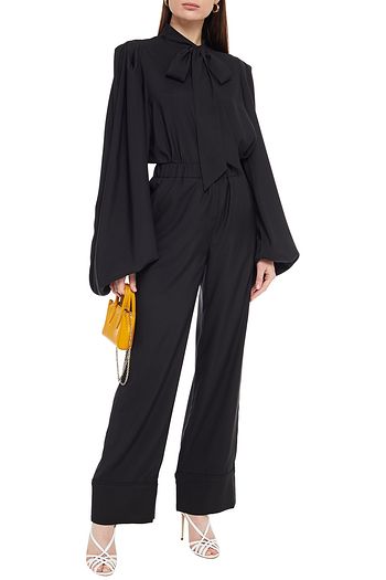 SARA BATTAGLIA Pussy-bow gathered cady blouse