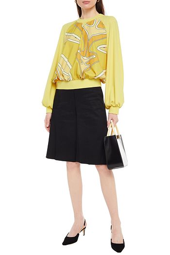 SARA BATTAGLIA Gathered printed crepe top