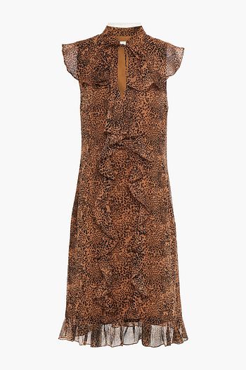 MIKAEL AGHAL Ruffled leopard-print georgette dress
