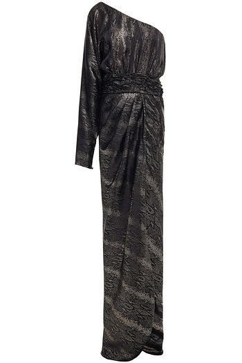 REDEMPTION One-shoulder draped metallic silk-blend jacquard gown