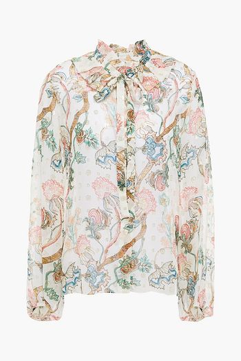 CHLOÉ Bedruckte Schluppenbluse aus Seidenchiffon mit Metallic-Fil-Coupé