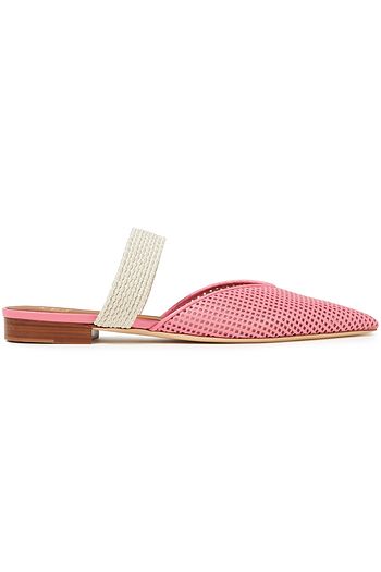 MALONE SOULIERS Maisie cord-trimmed laser-cut leather slippers