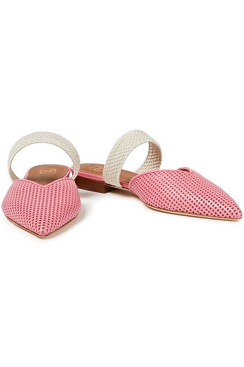MALONE SOULIERS Maisie cord-trimmed laser-cut leather slippers