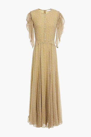 CHLOÉ Gerafftes Maxikleid aus Crêpe de Chine aus Seide mit floralem Print