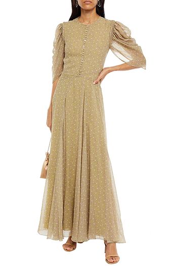 CHLOÉ Gerafftes Maxikleid aus Crêpe de Chine aus Seide mit floralem Print