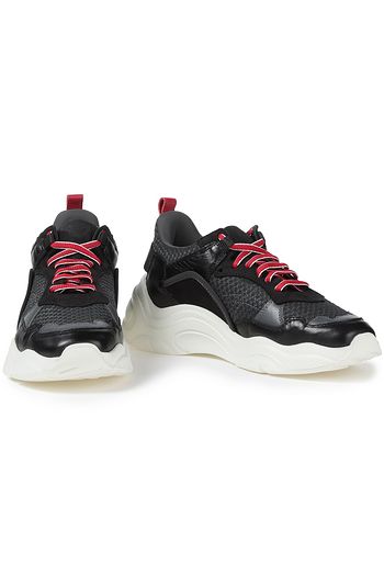 IRO Curve Runner suede-trimmed mesh and leather sneakers