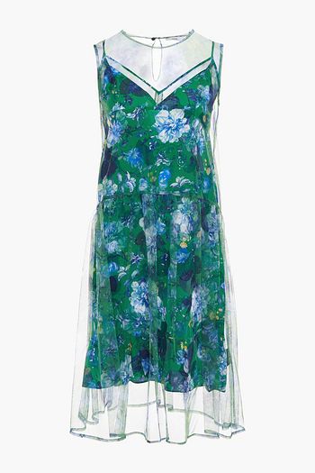 ERDEM Maddox layered floral-print tulle dress