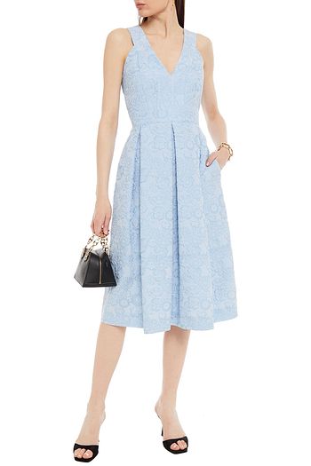 ERDEM Fabrizia pleated floral-jacquard midi dress