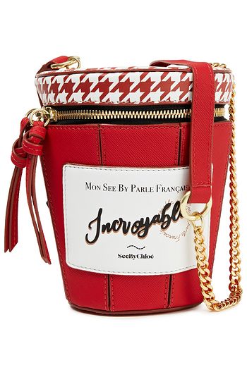 SEE BY CHLOÉ Pot de Confiture appliquéd houndstooth faux leather bucket bag