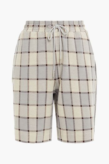 NINETY PERCENT Checked organic cotton-blend shorts