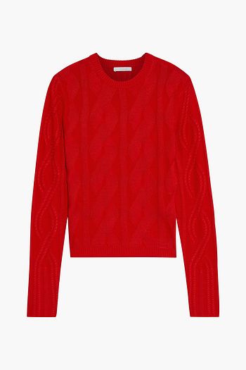 CHLOÉ Cable-knit wool and silk-blend sweater