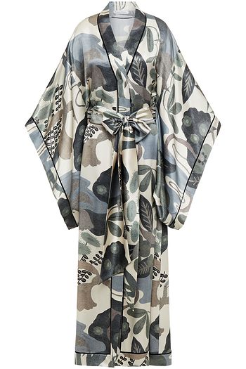 CARINE GILSON Printed silk-satin robe