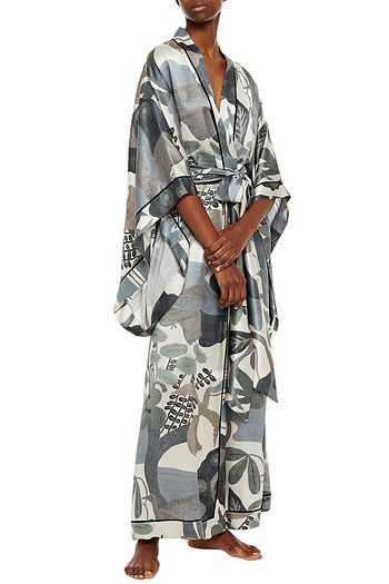 CARINE GILSON Printed silk-satin robe