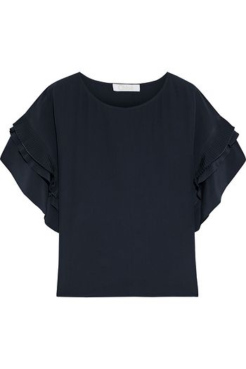 CHLOÉ Ruffled silk-crepe top