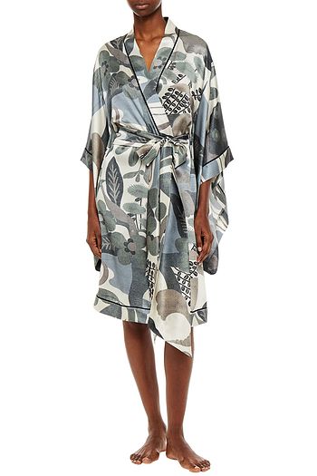 CARINE GILSON Printed silk-satin robe