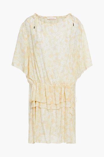 SEE BY CHLOÉ Tiered gathered floral-print crepe de chine mini dress