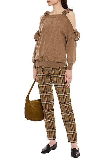 SEE BY CHLOÉ Cold-shoulder mélange wool and cotton-blend sweater