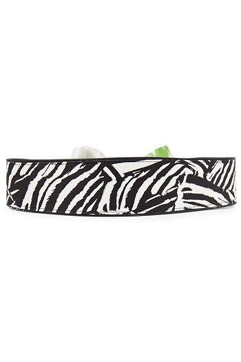 MISSONI Printed silk-twill and leather belt
