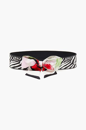 MISSONI Printed silk-twill and leather belt