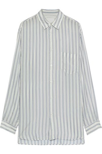 MAISON MARGIELA Striped crinkled-cupro shirt