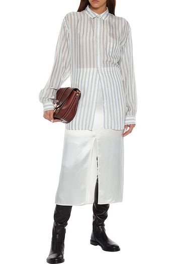 MAISON MARGIELA Striped crinkled-cupro shirt