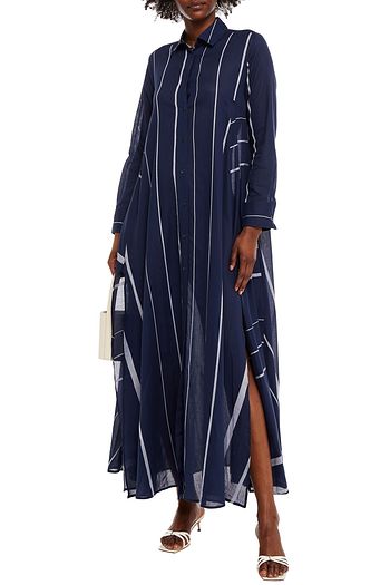 PALMER//HARDING Striped cotton-gauze maxi shirt dress