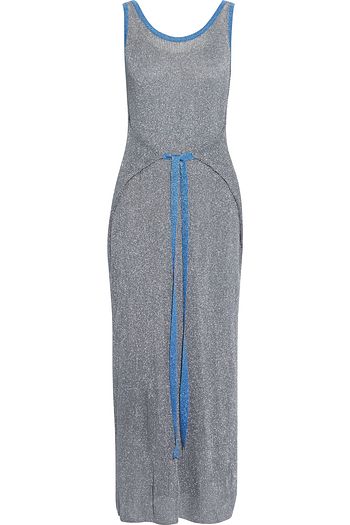 M MISSONI Tie-front metallic crochet-knit maxi dress