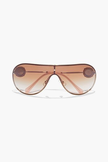 MIU MIU D-frame crystal-embellished gold-tone sunglasses