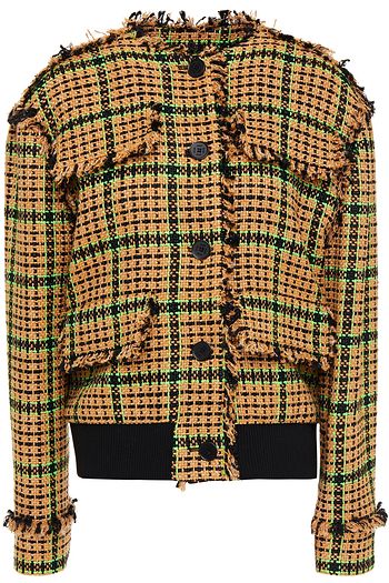 MSGM Frayed checked tweed jacket