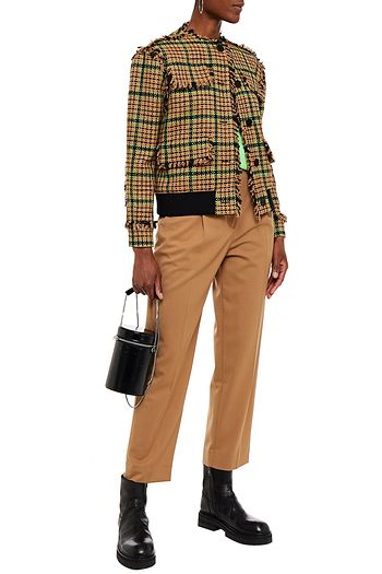 MSGM Frayed checked tweed jacket