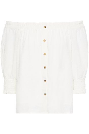 CHARLI Lena off-the-shoulder Swiss-dot gauze top