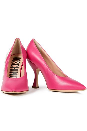 MOSCHINO Logo-appliquéd leather pumps