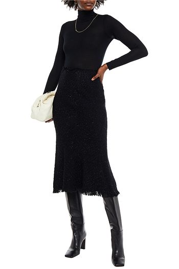 ALEXANDER WANG Fluted metallic tweed midi skirt