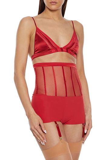 LA PERLA Floralia stretch-tulle and jersey high-rise briefs