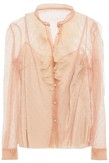 REDVALENTINO Ruffle-trimmed point d'esprit shirt