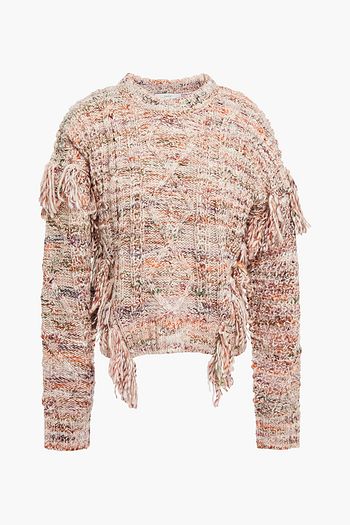JOIE Fringed marled cable-knit sweater