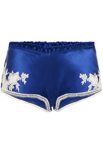 CARINE GILSON Lace-trimmed stretch-silk satin pajama shorts