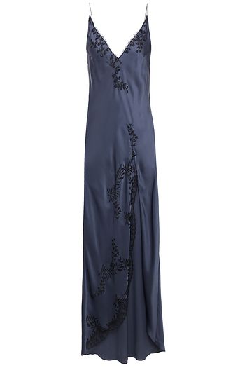 CARINE GILSON Metallic lace-trimmed silk-satin nightdress