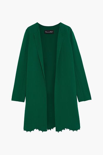 OSCAR DE LA RENTA Bead-embellished wool-blend crepe coat